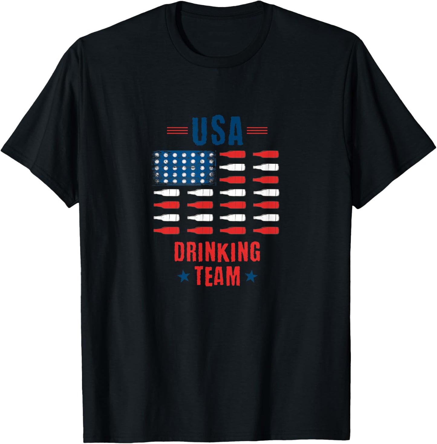 USA Drinking Team Alcohol Bottle Spirits Liquor Drunk Gift T-Shirt - T-Shirt | Black