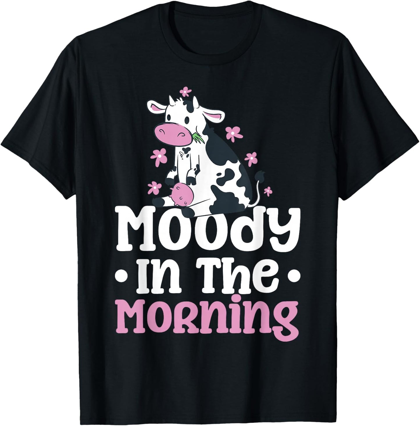 Moody In The Morning Cow T-Shirt - T-Shirt | Black