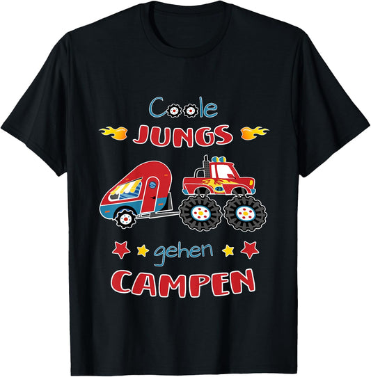 Camping Monster Truck - Coole Jungs gehen campen Jungen T-Shirt - T-Shirt | Black