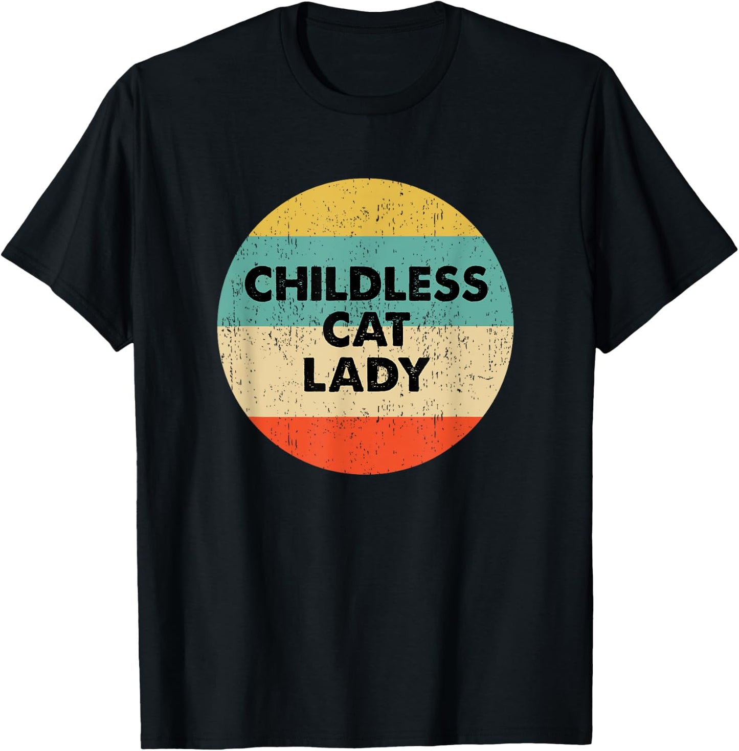 Vintage Childless Cat Lady T-Shirt - T-Shirt | Black