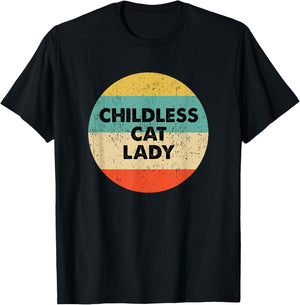 Vintage Childless Cat Lady T-Shirt - T-Shirt | Black