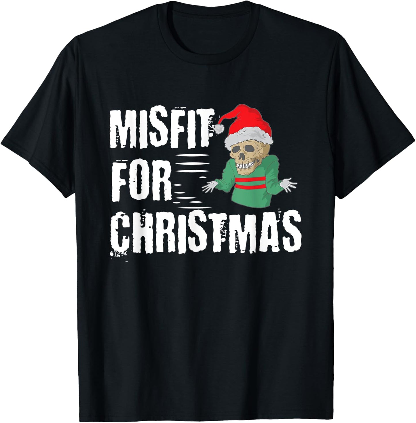 Misfit for Christmas Skull T-Shirt - T-Shirt | Black
