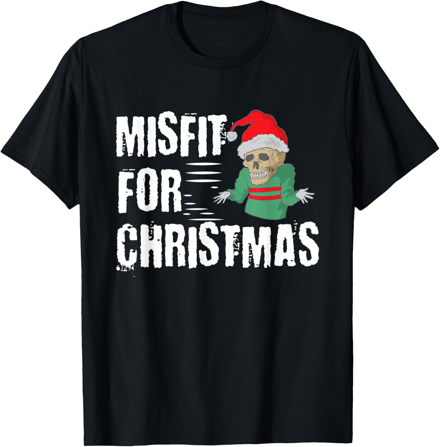 Misfit for Christmas Skull T-Shirt - T-Shirt | Black