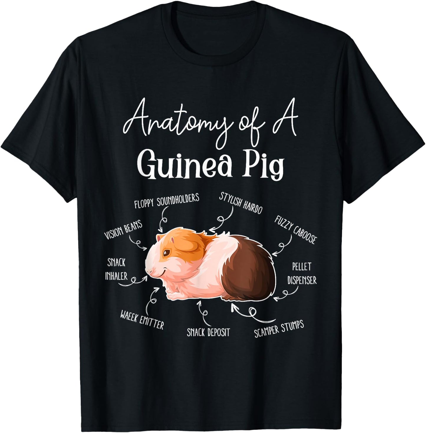Cute & Funny Guinea Pig Gifts Men Kids x Anatomy Of A Guinea Pig - Black, Small T-Shirt - T-Shirt | Black