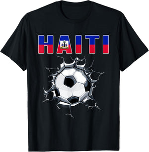 Haiti Soccer Fans Jersey Haitian Football In Cracked Wall T-Shirt - T-Shirt | Black