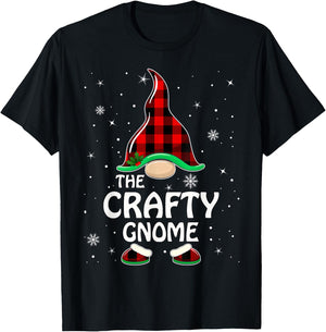 Crafty Gnome Buffalo Plaid Matching Family Christmas Pajama T-Shirt - T-Shirt | Black