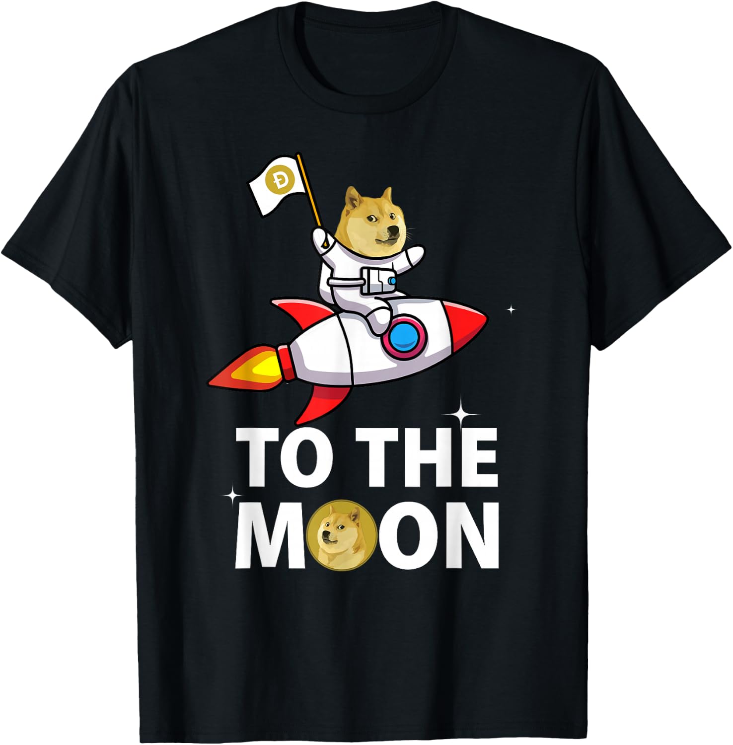 Funny Dogecoin to the Moon , Space Suite DOGE Coin T-Shirt - T-Shirt | Black