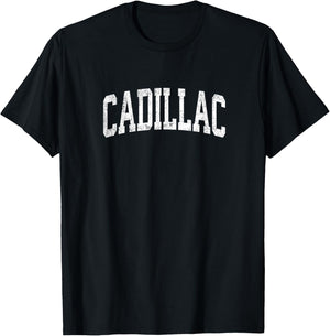 Cadillac Michigan MI Vintage Athletic Sports Design T-Shirt - T-Shirt | Black