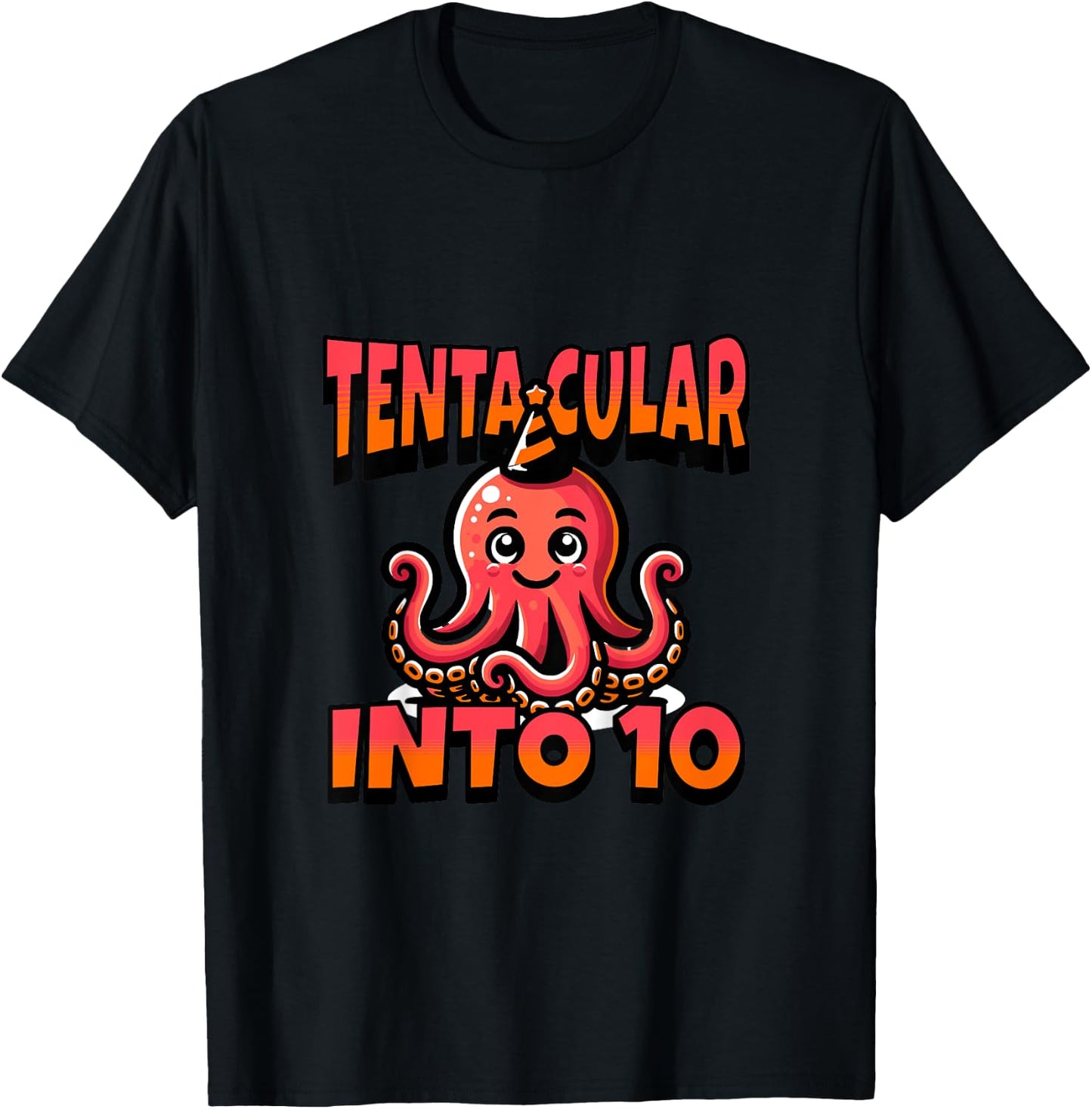 Kids Octopus Tentacular Into 10 Year Old 10th Birthday Boy Girl T-Shirt - T-Shirt | Black