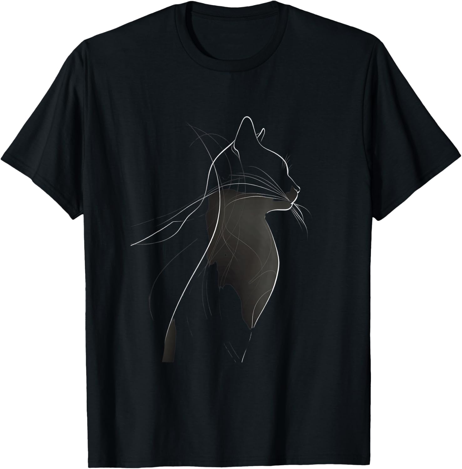 Stylish Cat Silhouette Pattern , Black, S T-Shirt - T-Shirt | Black