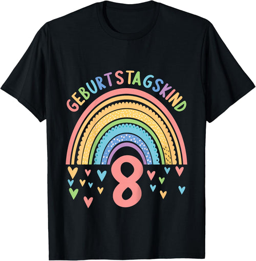 8 Jahre alt Junge Mädchen Rainbow Regenbogen 8. Geburtstag