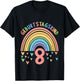8 Jahre alt Junge Mädchen Rainbow Regenbogen 8. Geburtstag T-Shirt - T-Shirt | Black