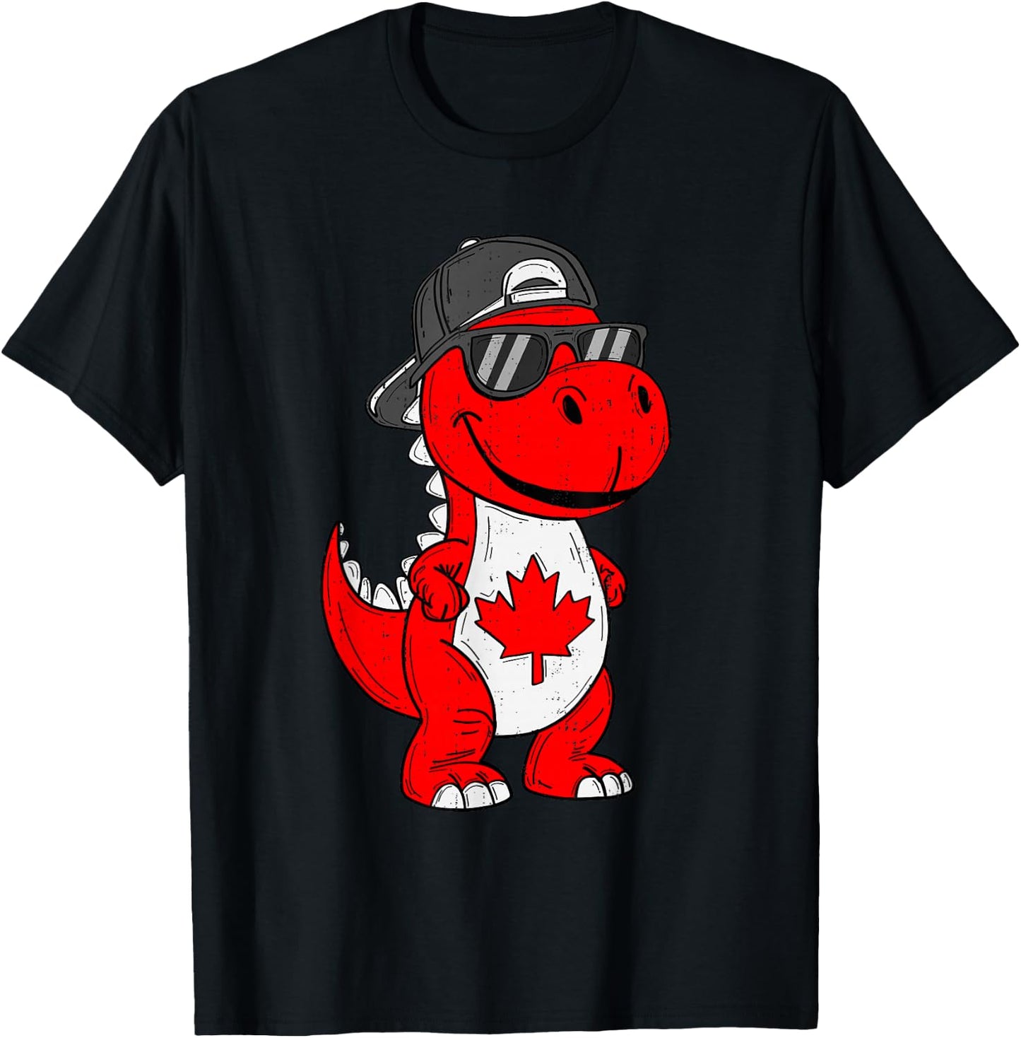 Canadian Dinosaur Trex Maple Leaf Canada Boy Kids Toddler T-Shirt - T-Shirt | Black