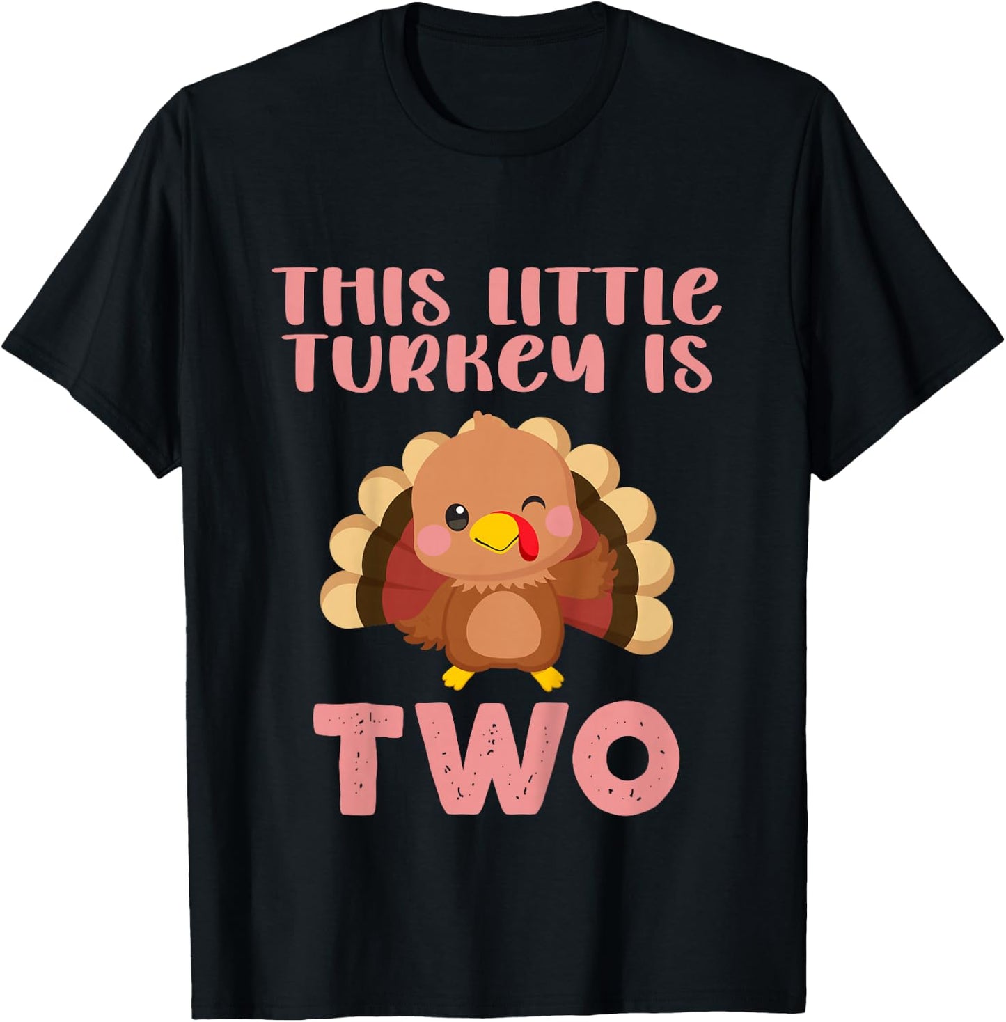 Kids Birthday On Thanksgiving This Little Turkey Is Two 2nd 2024 T-Shirt - T-Shirt | Black