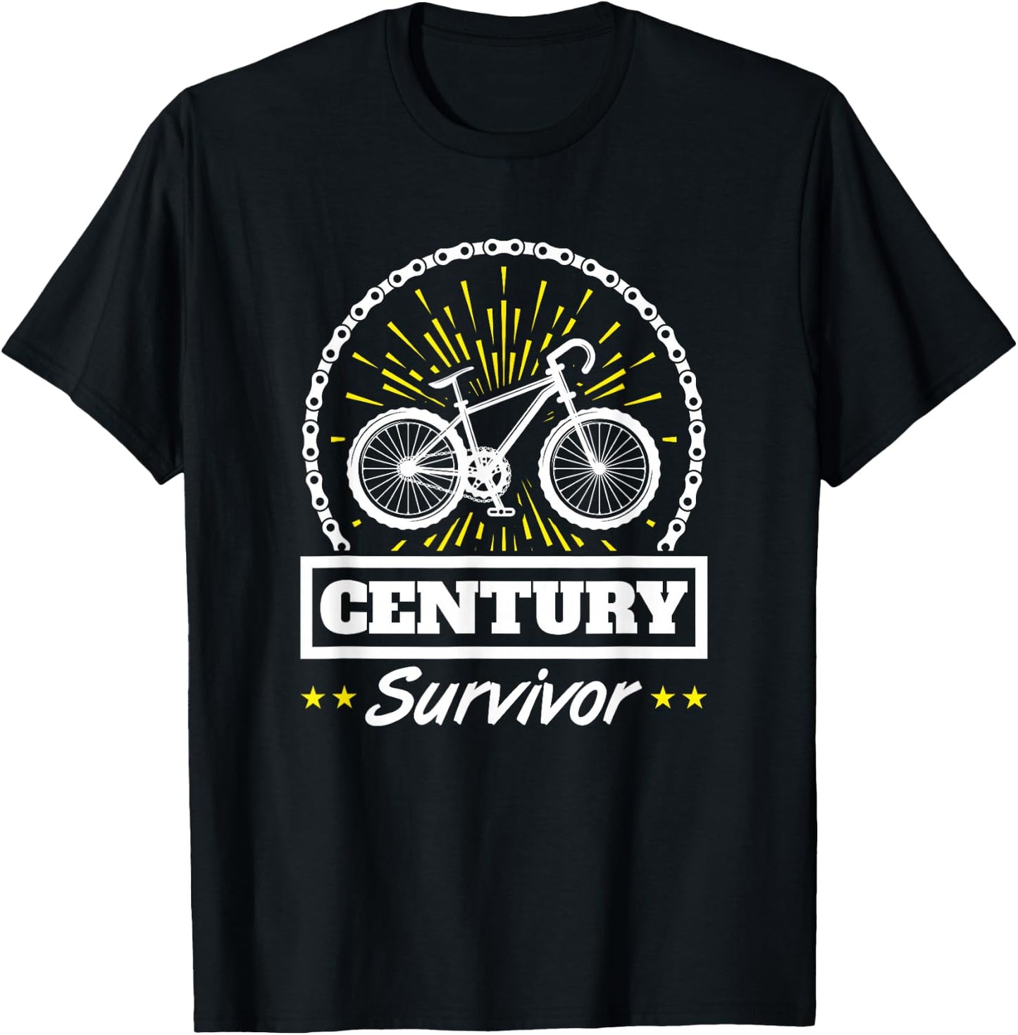 Century Survivor Cycling Century Ride 100 Miles T-Shirt - T-Shirt | Black