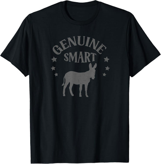 Funny Genuine Smart Ass Donkey Graphic T-Shirt - T-Shirt | Black