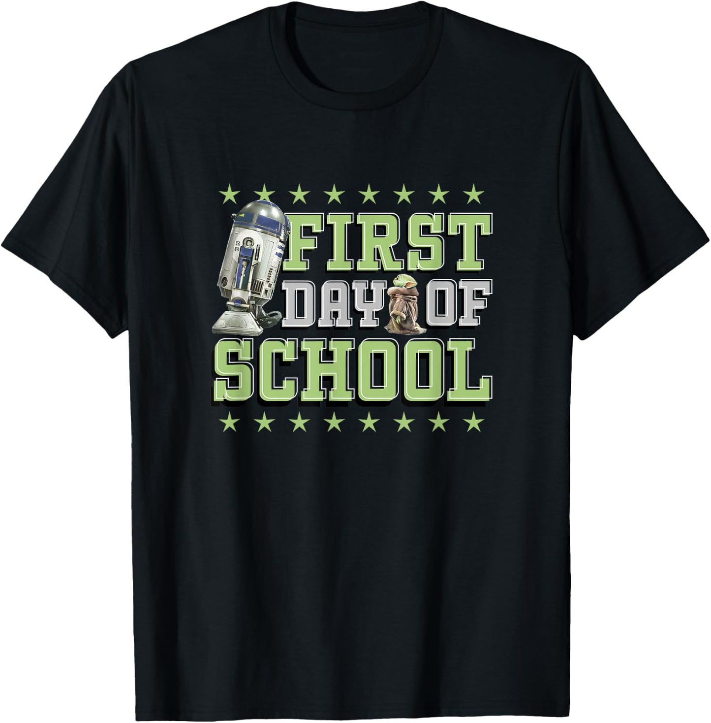 Star Wars: The Mandalorian Grogu R2-D2 First Day Of School T-Shirt - T-Shirt | Black