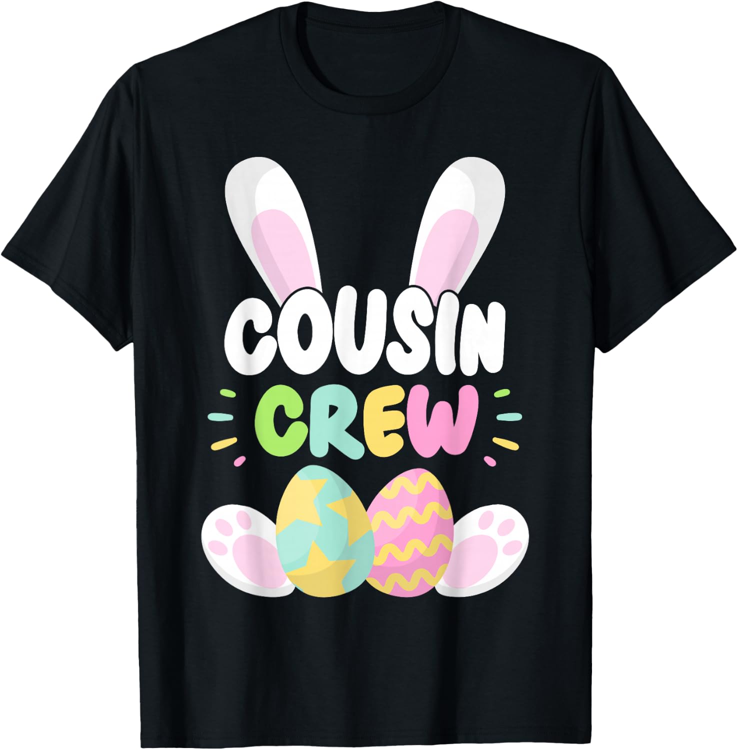 Cousin Crew Cute Rabbit Easter Squad 2026 Family Easter Eggs T-Shirt - T-Shirt | Black