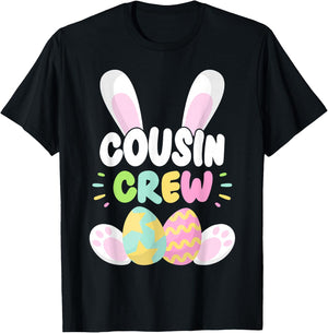 Cousin Crew Cute Rabbit Easter Squad 2026 Family Easter Eggs T-Shirt - T-Shirt | Black
