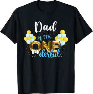 Dad of Mr Onederful 1st Birthday First One-Derful T-Shirt - T-Shirt | Black