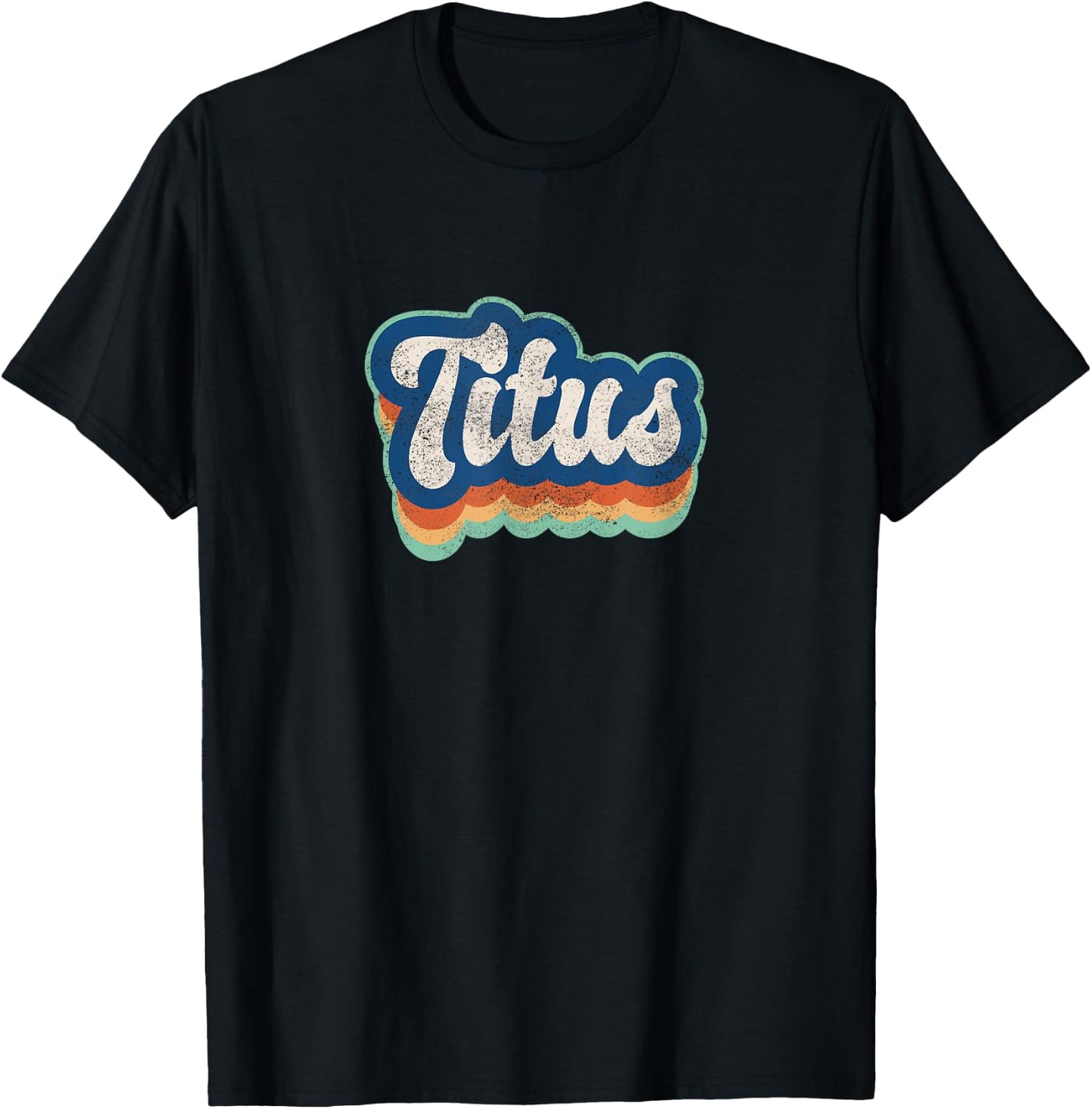 Titus Vorname Junge Vintage Stil 70er 80er Jahre Personalisiert T-Shirt - T-Shirt | Black