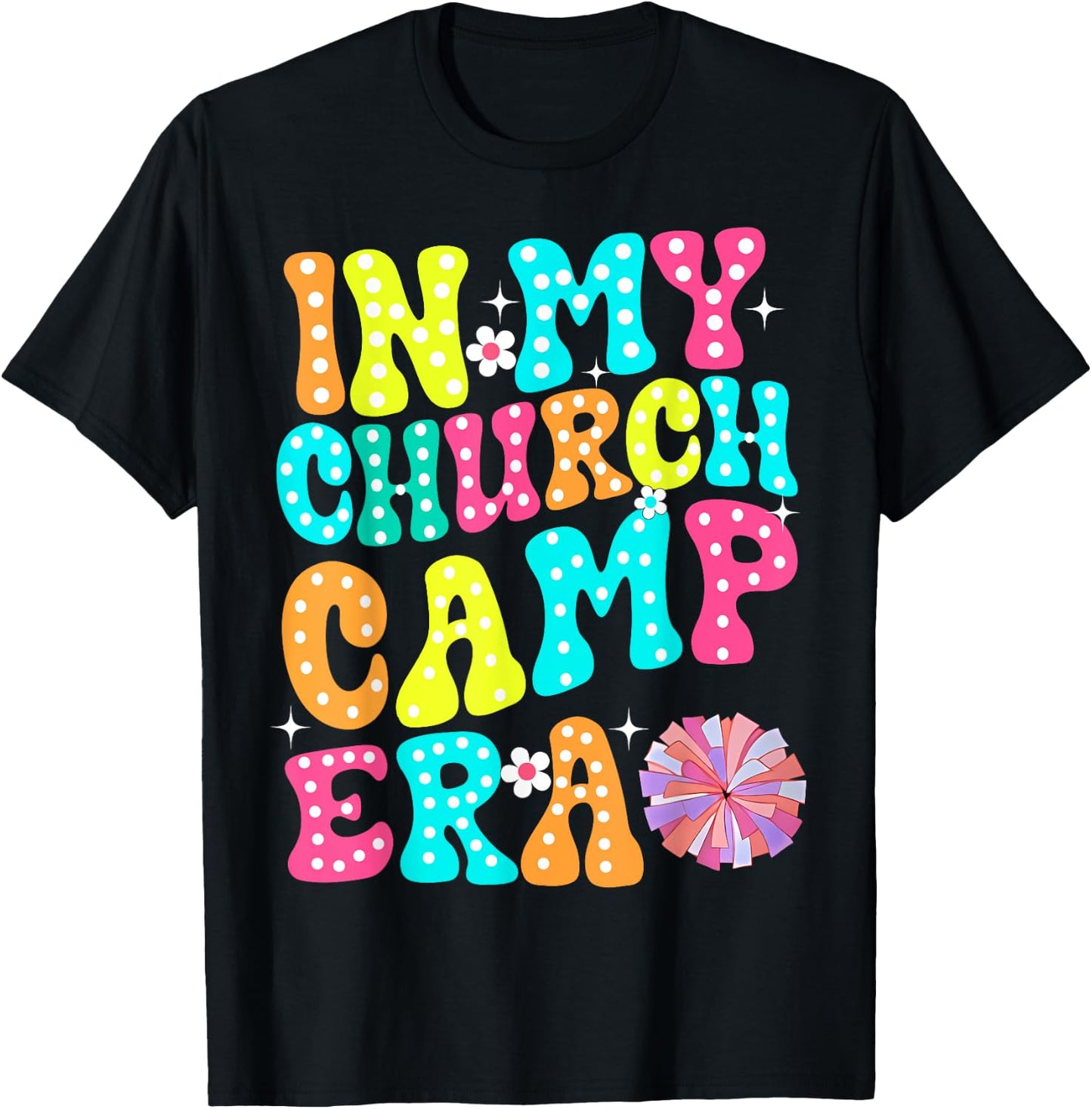 In My Church Camp Era Funny Groovy Summer Camping T-Shirt - T-Shirt | Black