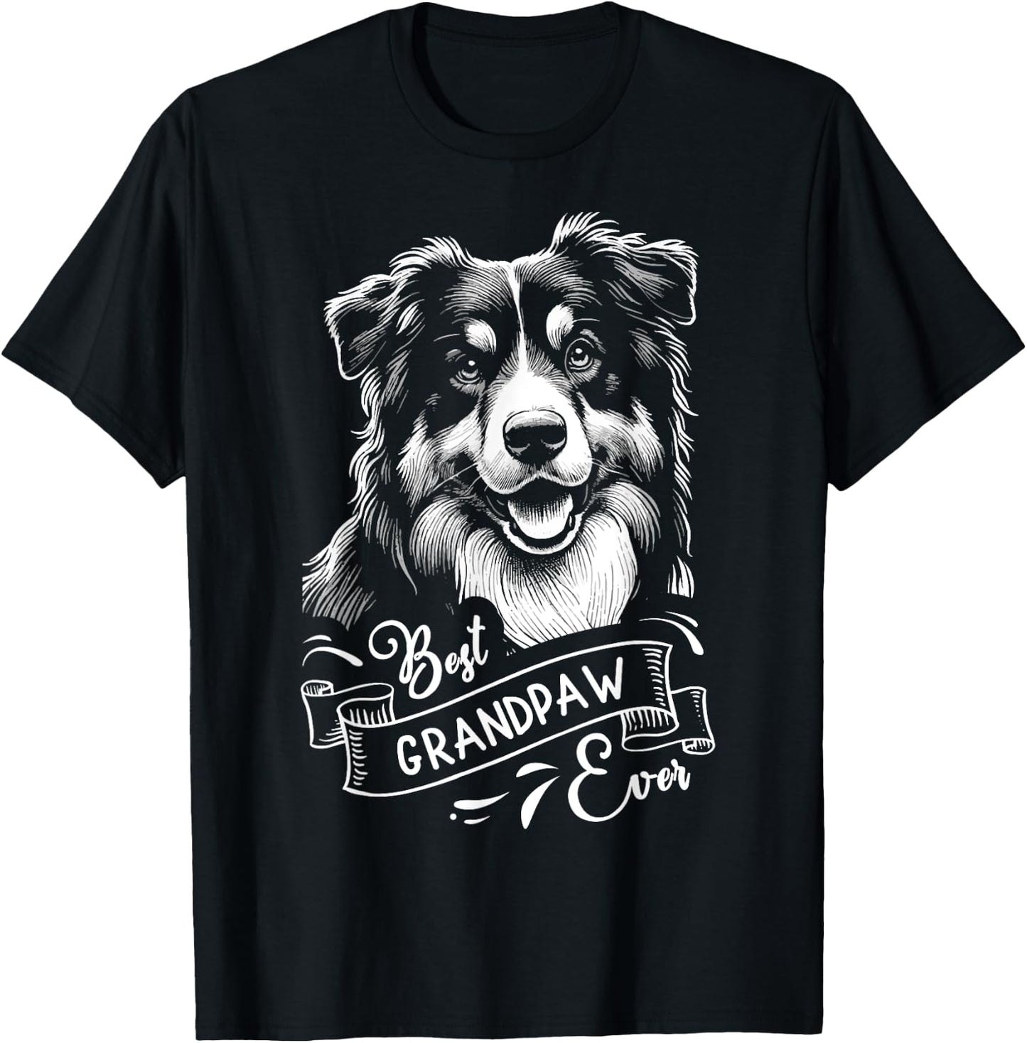 Best Grandpaw Ever Australian Shepherd Dog Grandpa Men Women Kids T-Shirt - T-Shirt | Black