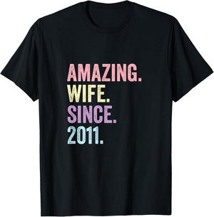 Amazing Wife Since 2011 | 15 Hochzeitstag 15 Jahre T-Shirt - T-Shirt | Black