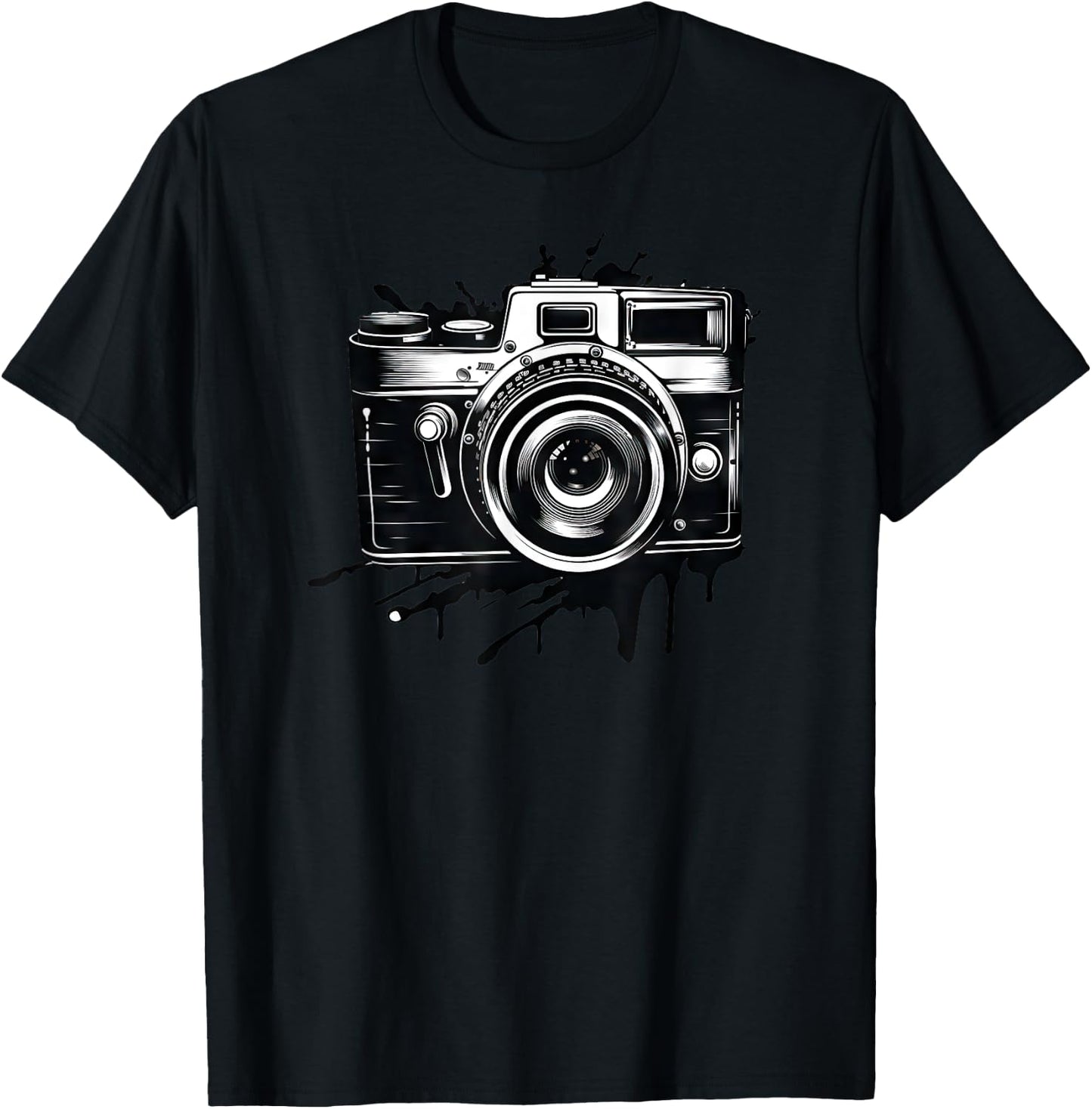 Capture The Moment Vintage Camera Photographer Print T-Shirt - T-Shirt | Black