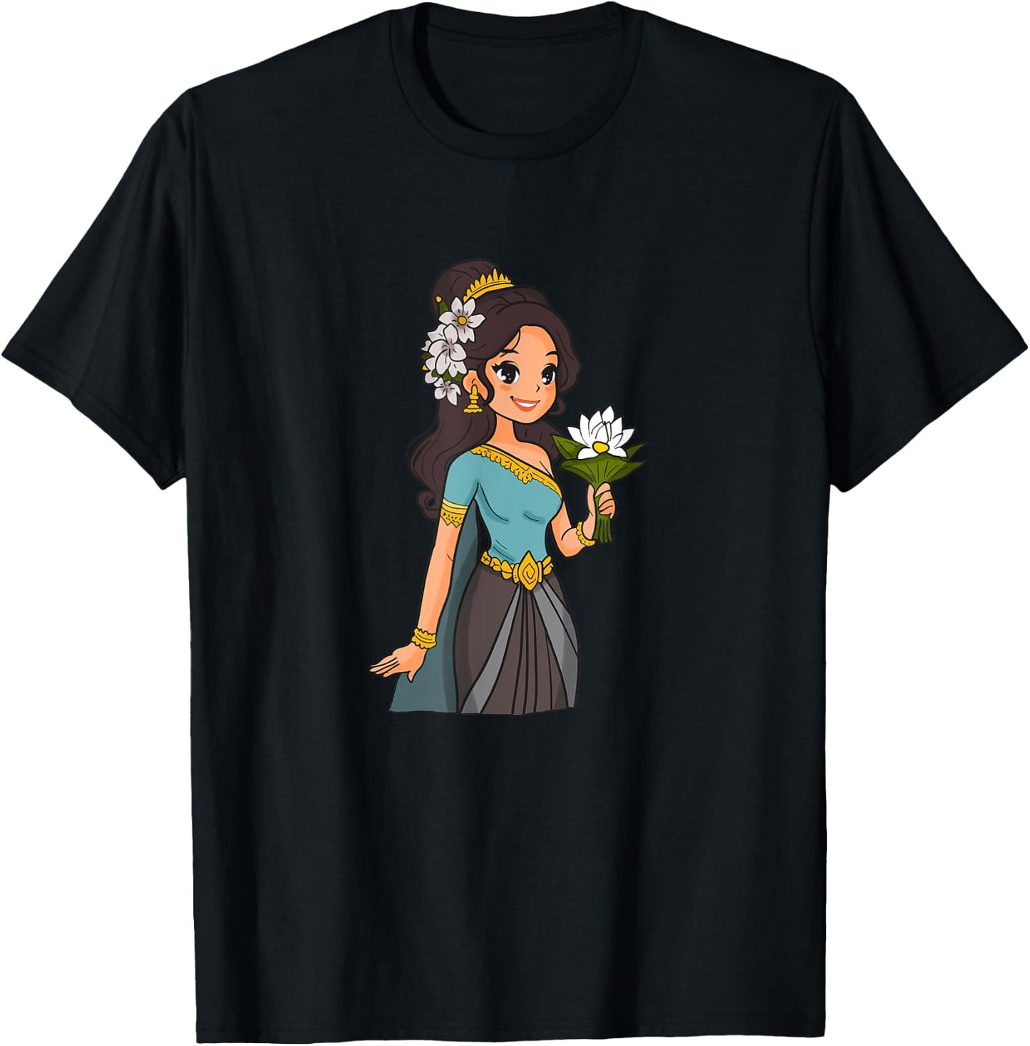 Cambodia Cambodian Woman Khmer Girl Apsara T-Shirt - T-Shirt | Black