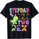 StepDad Of The Two Rex Birthday Dinosaur Family Matching T-Shirt - T-Shirt | Black