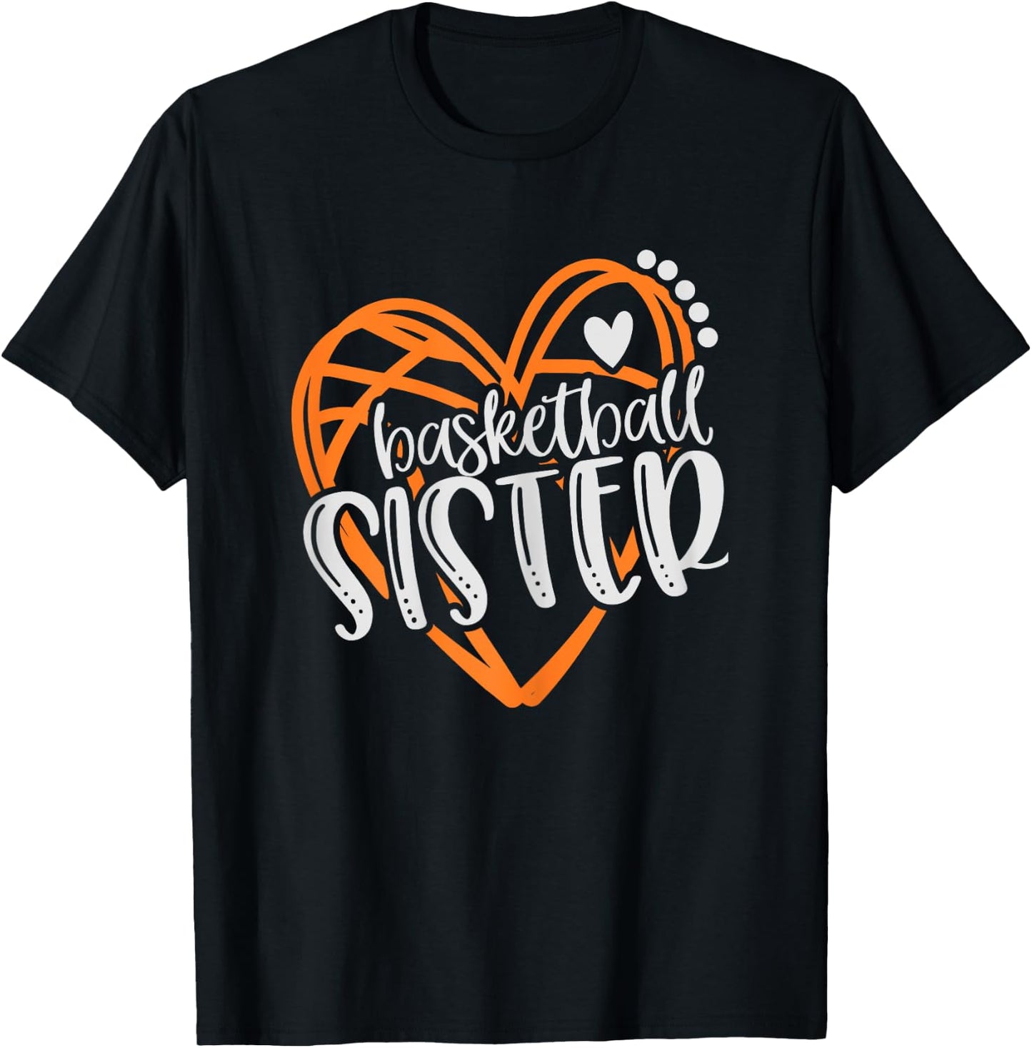 Girls Basketball Sister Heart Distressed T-Shirt - T-Shirt | Black
