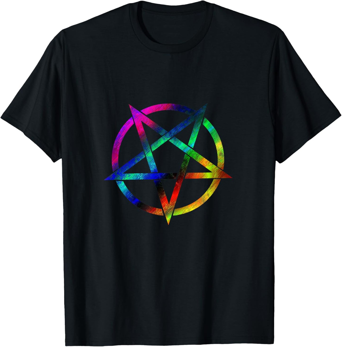 Rainbow Pentagram - Wiccan Pagan Witch T-Shirt - T-Shirt | Black
