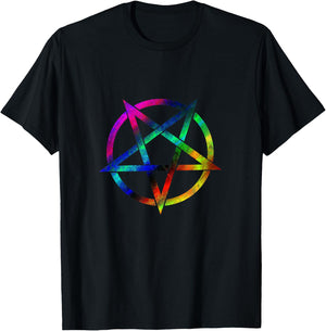 Rainbow Pentagram - Wiccan Pagan Witch T-Shirt - T-Shirt | Black