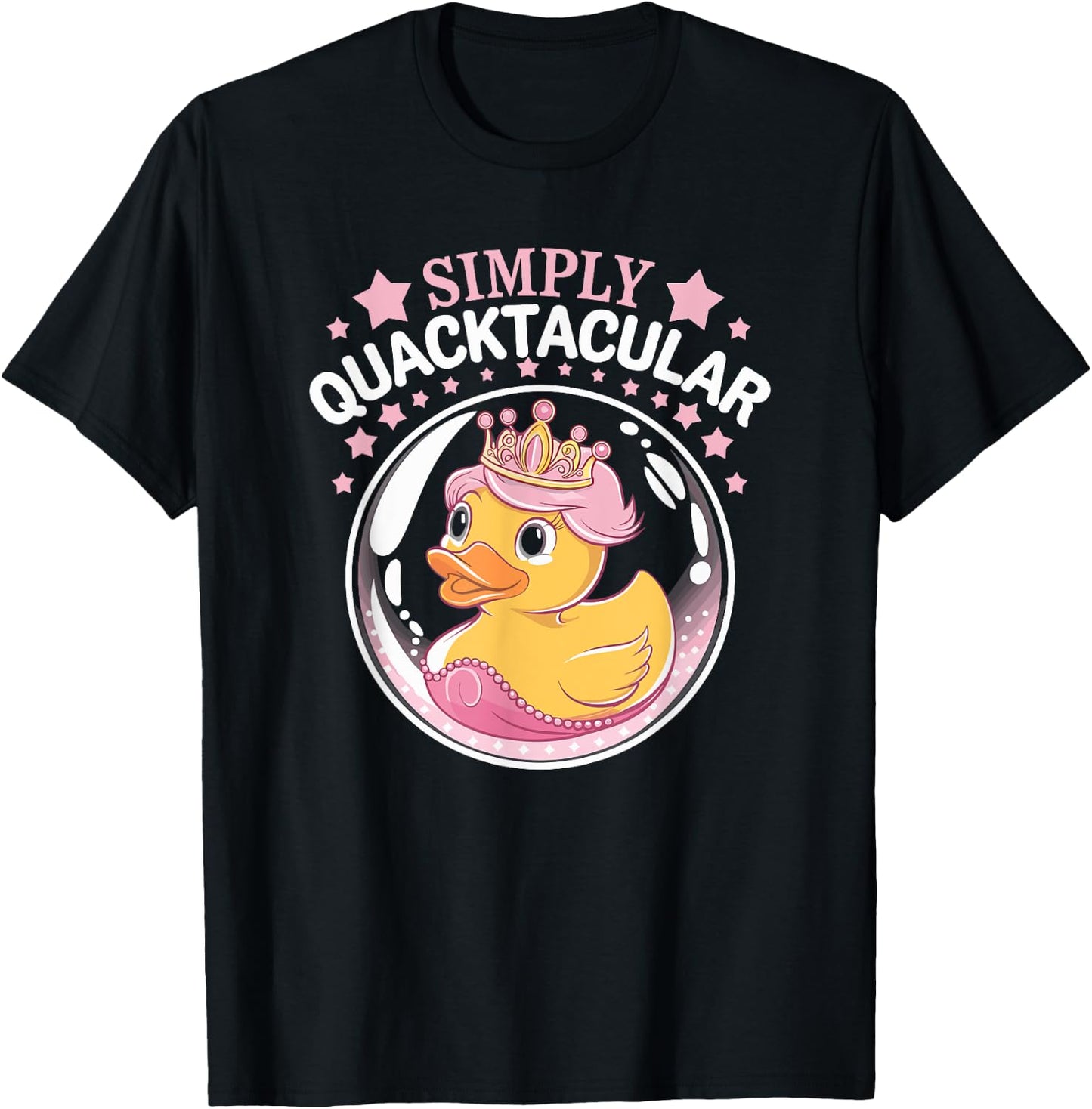 Rubber Duck Princess, Simply Quacktacular, Girls Duck Lover T-Shirt - T-Shirt | Black