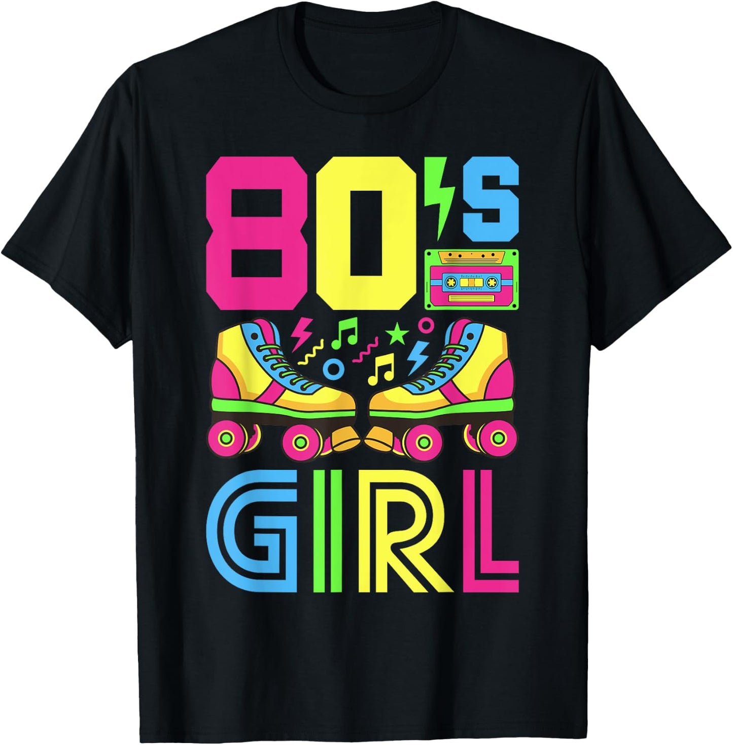 80s Girl 80s Outfit 80s Costume 80s Party 80s , black T-Shirt - T-Shirt | Black