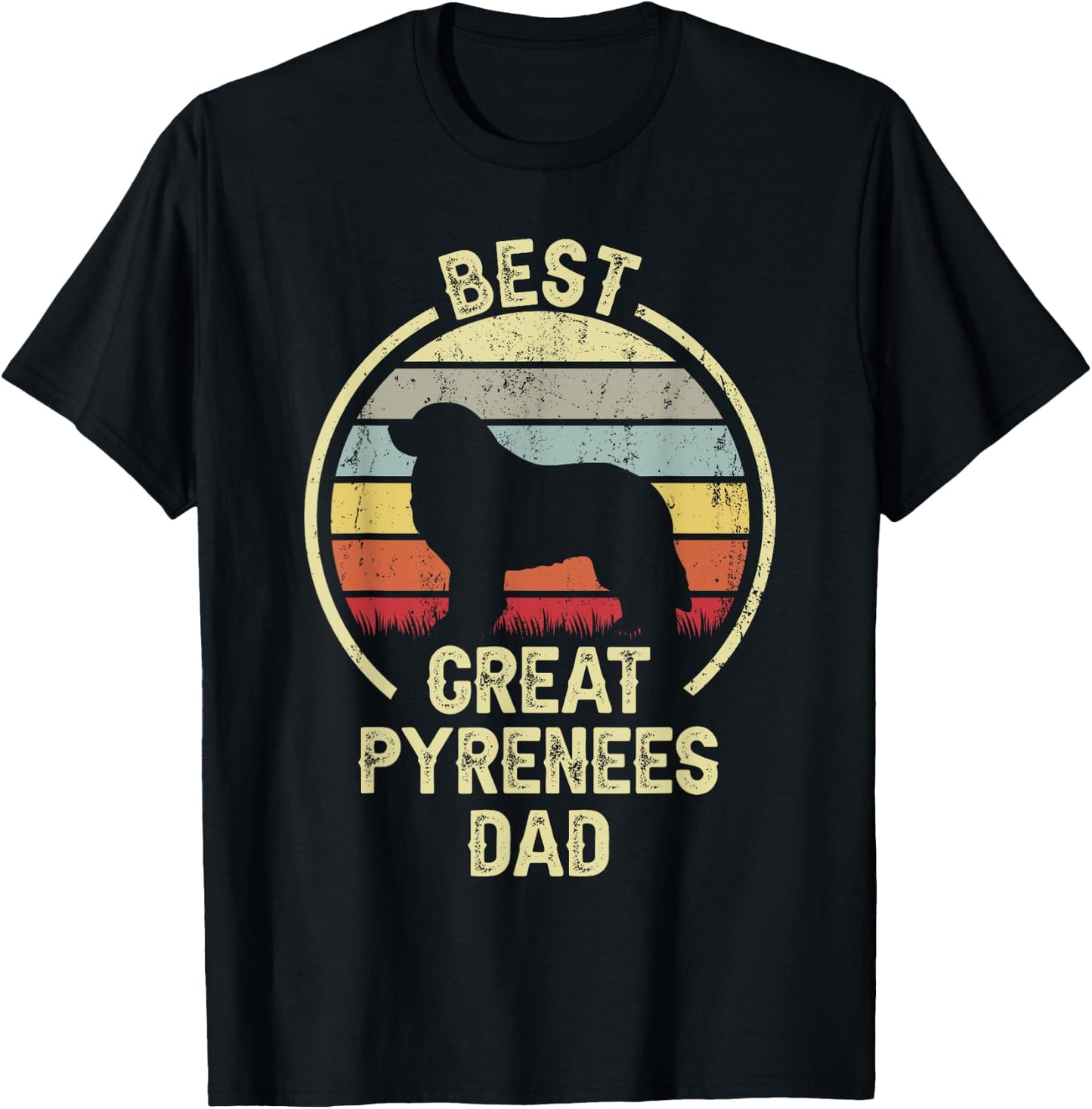 Best Dog Father Dad - Vintage Great Pyrenees T-Shirt - T-Shirt | Black