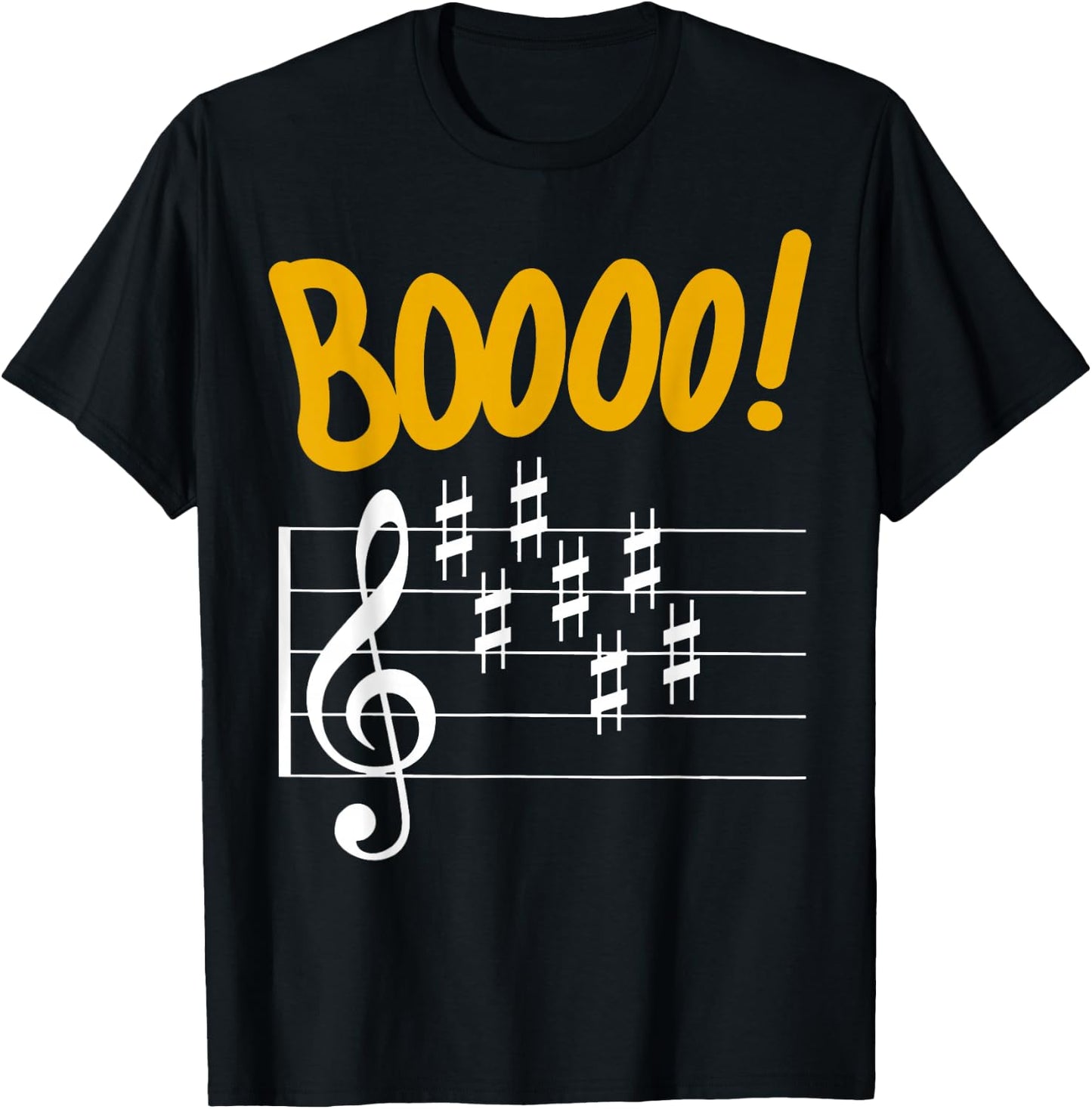 Scary Key Signature Boo Music Halloween Musician Teacher T-Shirt - T-Shirt | Black