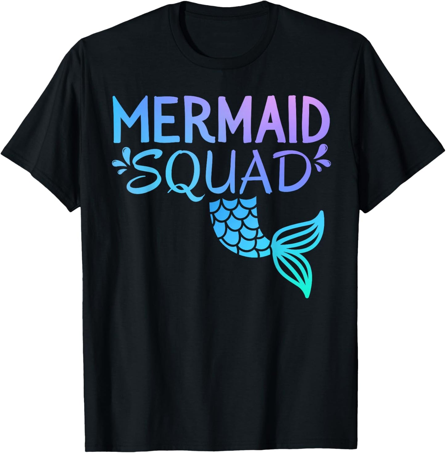Mermaid Squad Birthday Kids Girl Women Matching Family Party T-Shirt - T-Shirt | Black