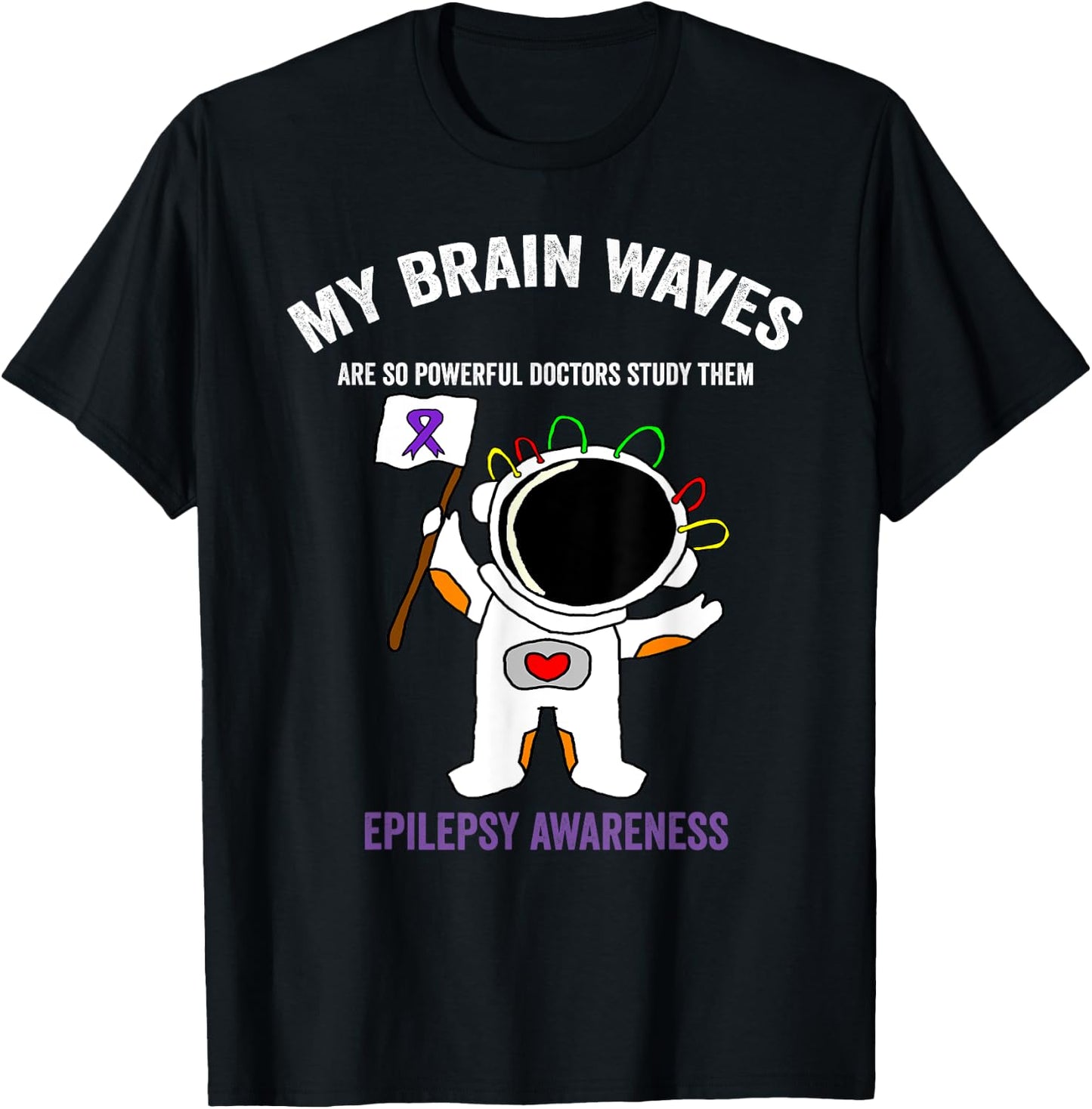 Epilepsy awareness purple ribbon - Space-themed Epilepsy T-Shirt - T-Shirt | Black