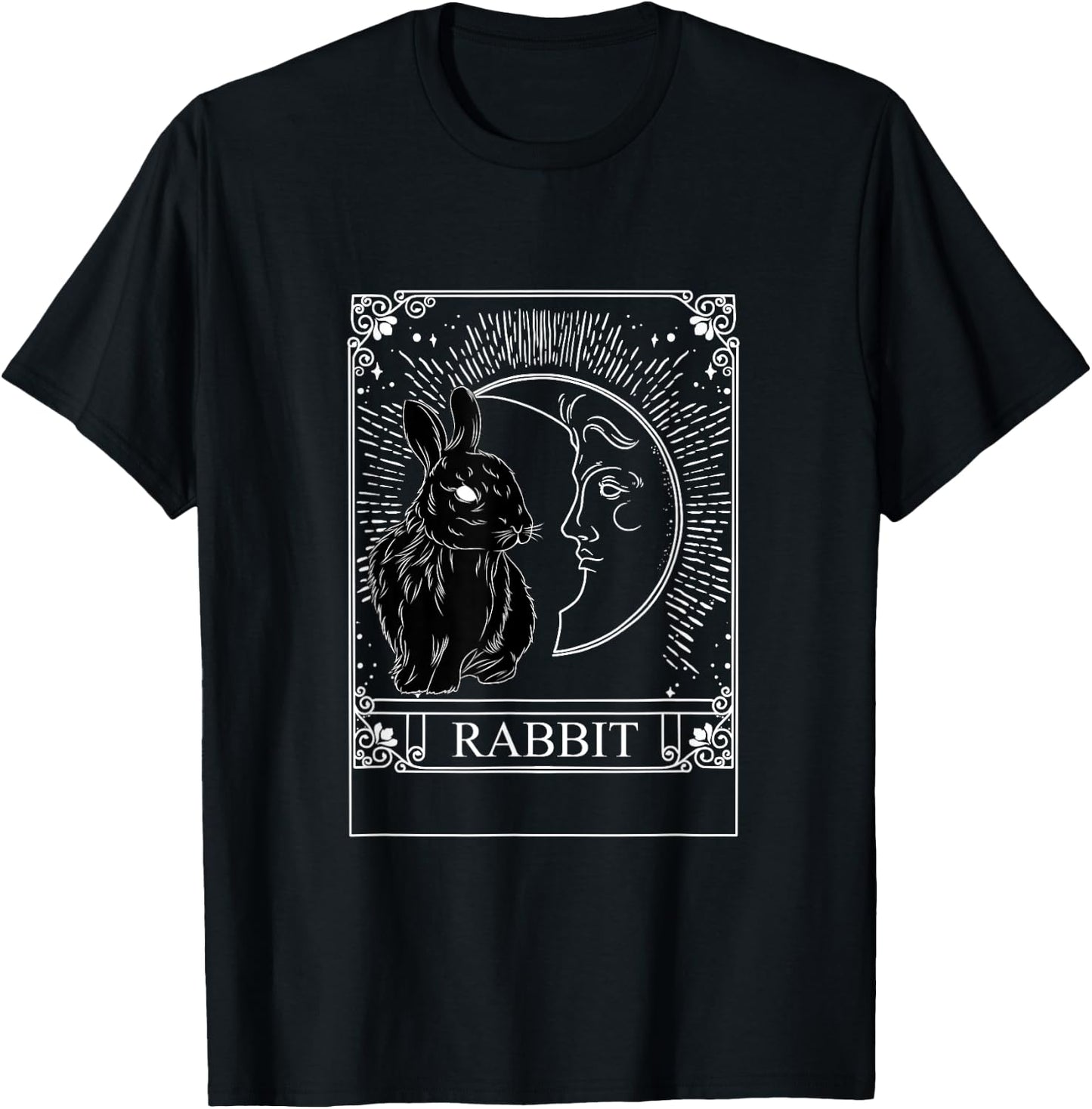 Tarot Card Crescent Moon Rabbit Graphic T-Shirt - T-Shirt | Black