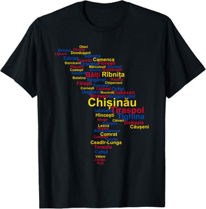 Moldova Outline, Moldova Travel, Moldova Flag, Moldova T-Shirt - T-Shirt | Black