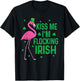 Kiss Me I'm Flocking Irish Flamingo Funny St Patricks Day T-Shirt - T-Shirt | Black