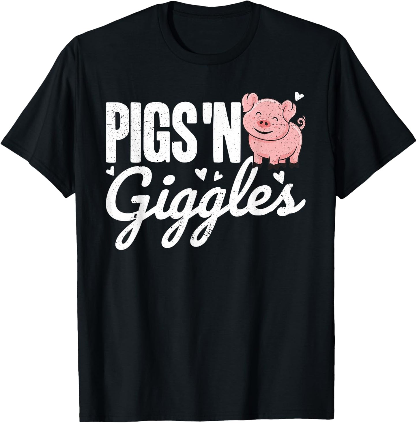 Pigs 'n Giggles Funny Farm Pig Farmer Pigs Women Girls T-Shirt - T-Shirt | Black