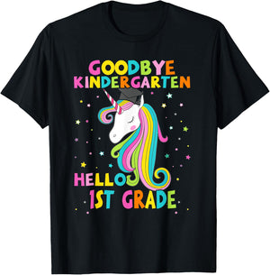Goodbye Kindergarten Hello First 1st Grade Magical Unicorn T-Shirt - T-Shirt | Black