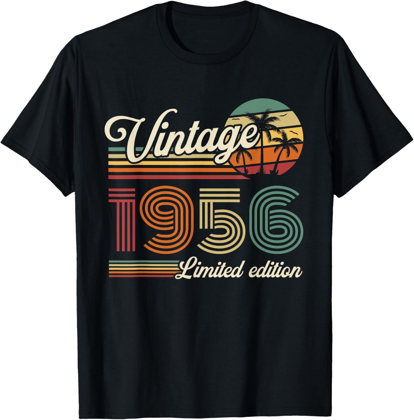 Vintage 1956 Birthday Gift 70 Years Men and Women T-Shirt - T-Shirt | Black