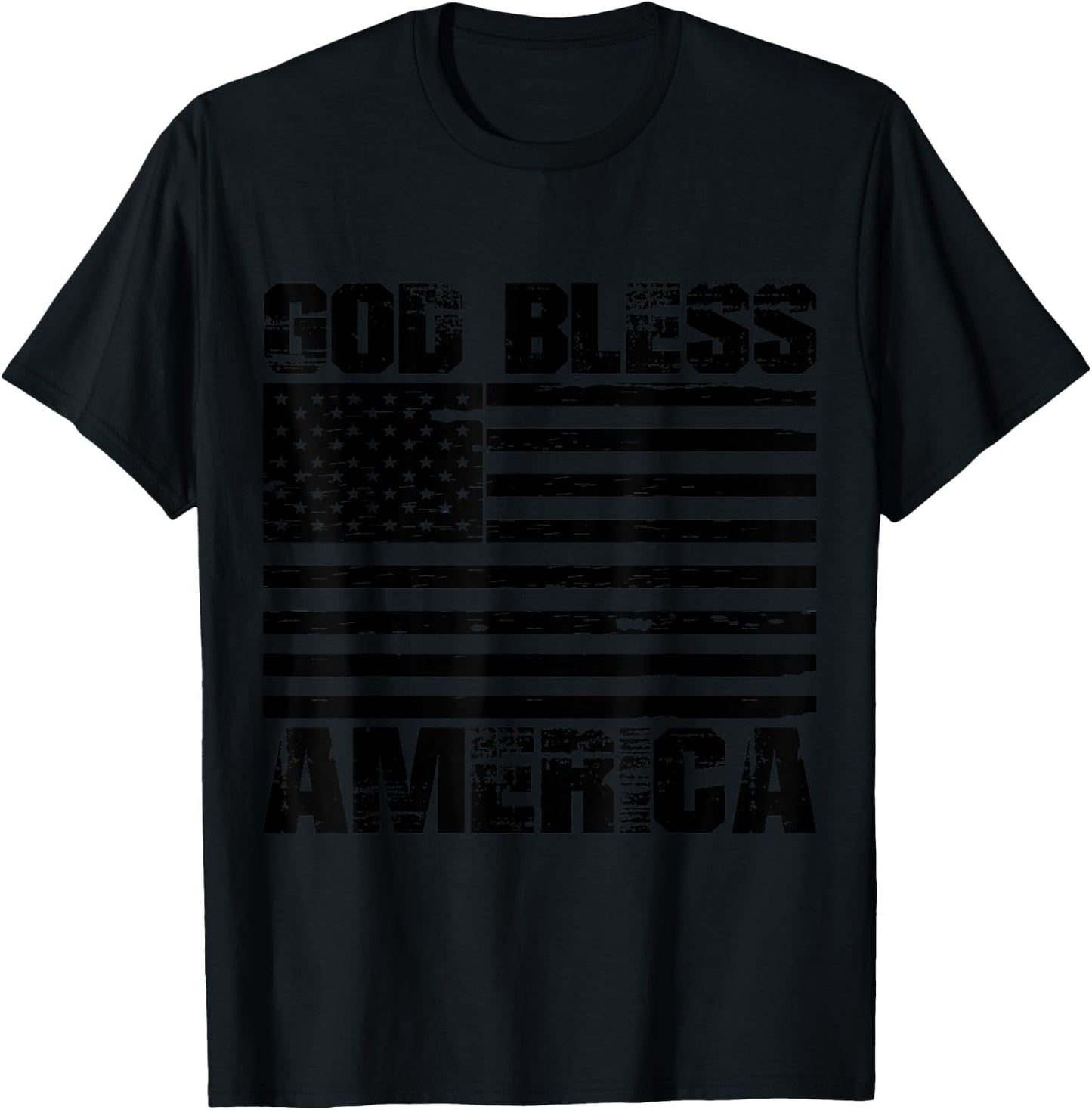 God Bless America Distressed USA flag T-Shirt - T-Shirt | Black