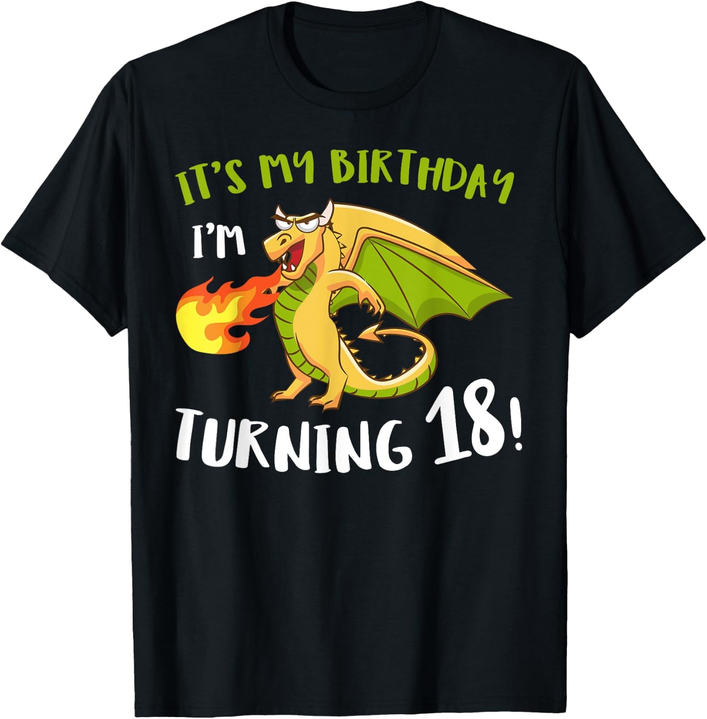 Dragon 18th Birthday Party Mythical Creature Fantasy Legend T-Shirt - T-Shirt | Black