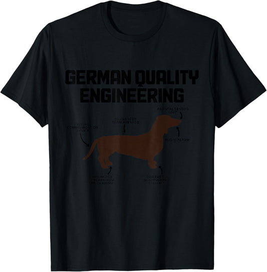 Dachshunds German Quality Engineering Funny Wiener Dog T-Shirt - T-Shirt | Black