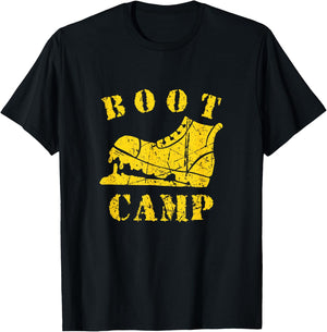 Boot Camp Military Bootcamp Fitness Workout Distressed T-Shirt - T-Shirt | Black
